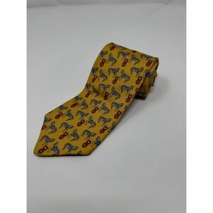 Brooks Brothers Mens Tie Yellow Horse Equestrian Print‎ Necktie Classic